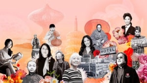Mural at the Chinese Culture Center of San Francisco celebrates artists and activists from the local AAPI community.