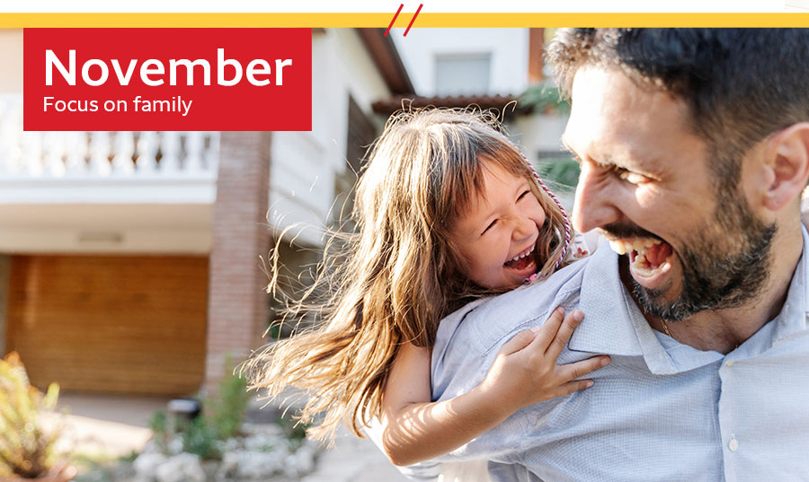 November - Focus on Family - Man and child smiling together