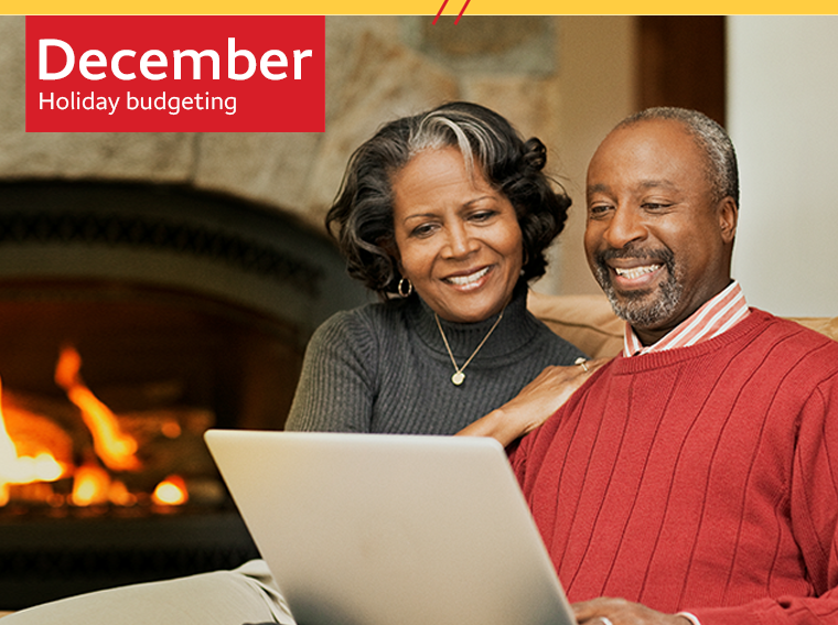 December - Holiday budgeting - Couple reviewing ways to track expenses