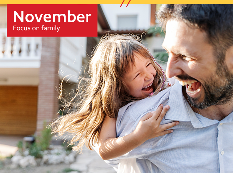 November - Focus on Family - Man and child smiling together