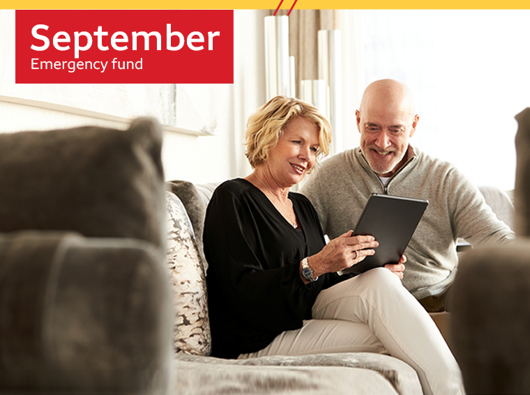 September - Emergency Fund - Couple reviewing ways to build their emergency fund