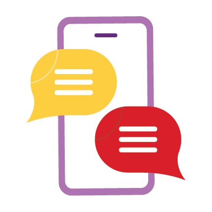 Simple illustration of a smart phone with messages