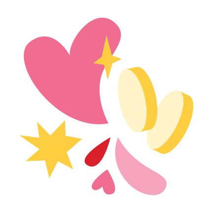 Minimalist illustration of floating hearts and coins.