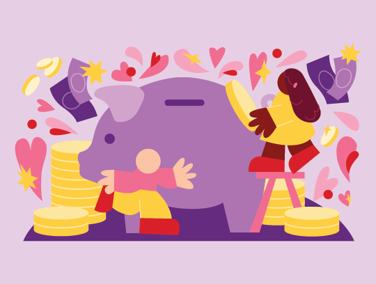 A cartoon piggy bank