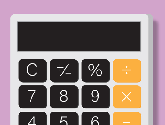 The top half of a calculator