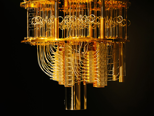 Copper wires to indicate quantum computing