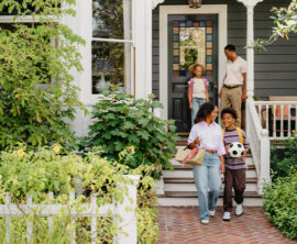 A family of four leaves their home on their way to a youth soccer match.
